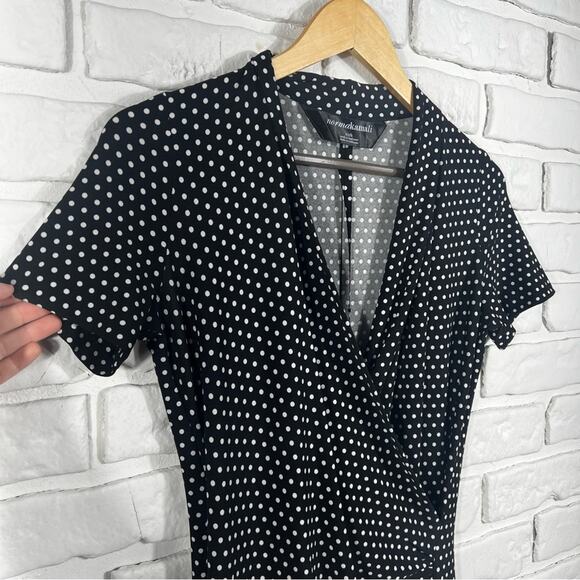 Norma Kamali Polka Dot Faux Wrap Dress Size Small - Picture 7 of 9